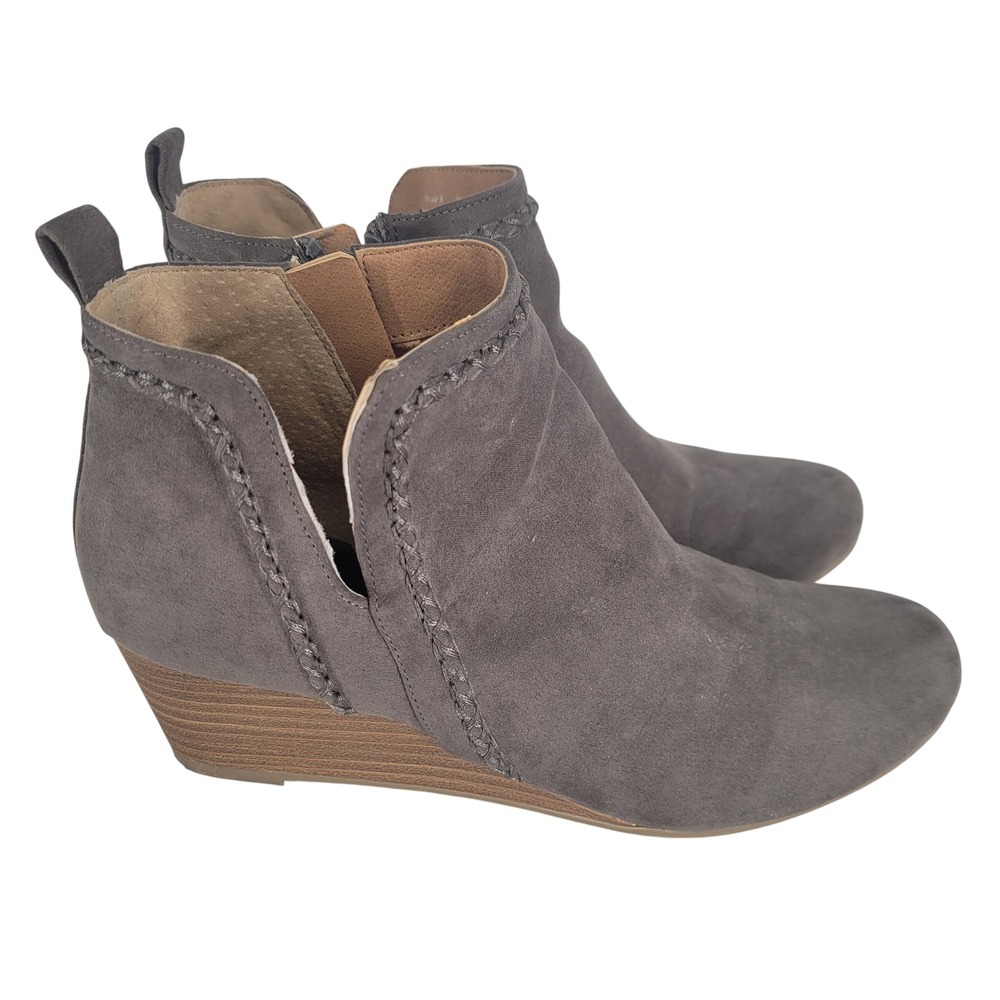 Dolce Vita DV Gray Suede Wedge Ankle Booties Women's Size 8‎